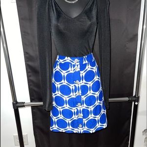 Blue and white Anthropologie mini skirt